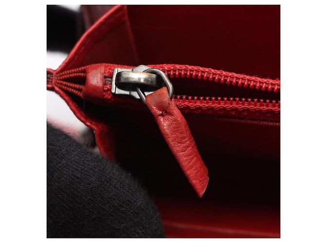 Portafoglio lungo rotondo Chanel Boy con hardware argento antico Rosso - vista 7