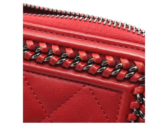 Portafoglio lungo rotondo Chanel Boy con hardware argento antico Rosso - vista 9