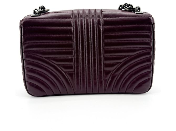Prada Chain Flap Diagramme Quilted Leather Small Bordeaux - vista 2