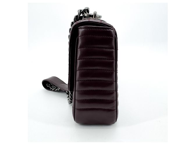 Prada Chain Flap Diagramme Quilted Leather Small Bordeaux - vista 3
