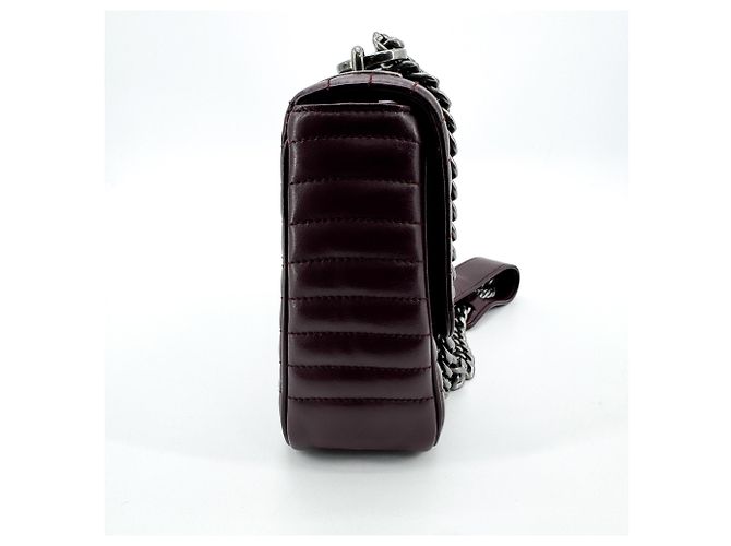 Prada Chain Flap Diagramme Quilted Leather Small Bordeaux - vista 4