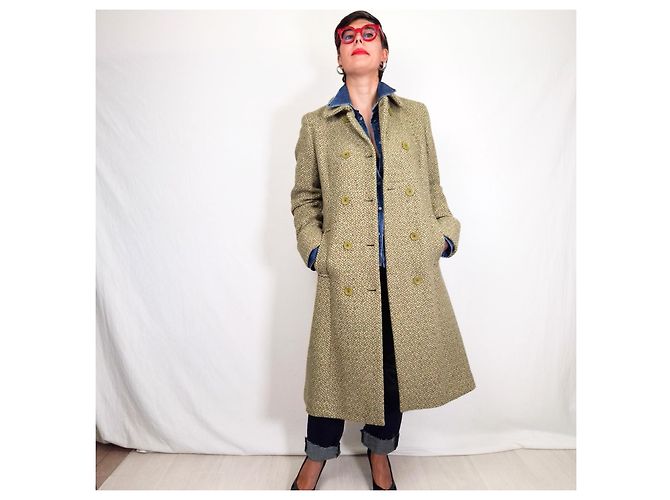 Abrigo Weekend Max Mara verde espiga cruzado - vista 12