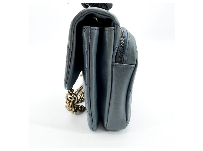Chanel CC Crown Flap Quilted Leather Small Azul - vista 3