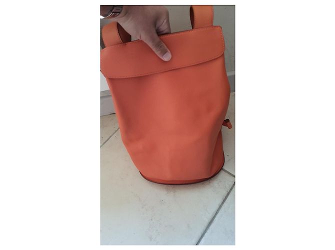 Hermès Sac à Dos mochila de cuero naranja - vista 2