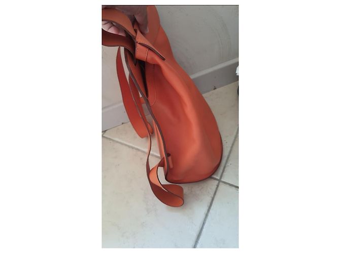 Hermès Sac à Dos mochila de cuero naranja - vista 8