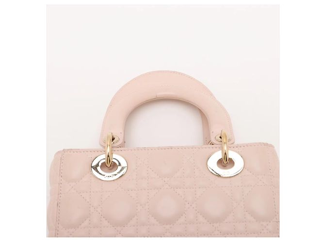 Christian Dior Lady Dior Iridescent Cannage Quilt Lambskin Medium Rosa - vista 6