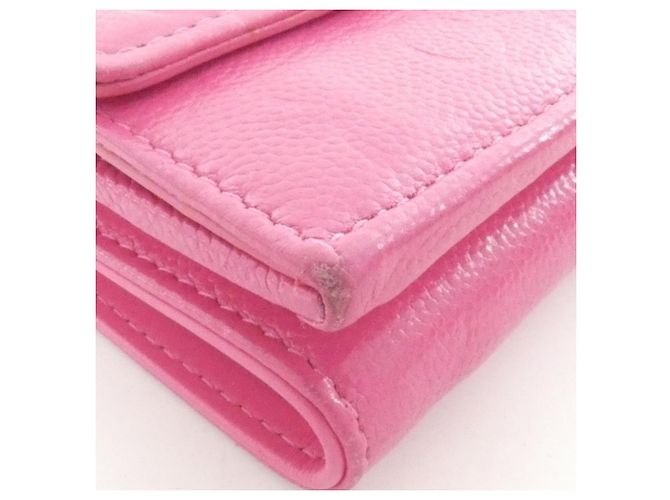 Cartera tri-fold Chanel AP0116 de piel de becerro granulada rosa - vista 3