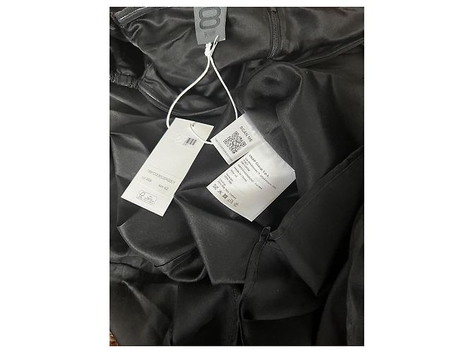 Autre Marque 8 By Yoox vestido mini de seda negro de mangas abullonadas - vista 2