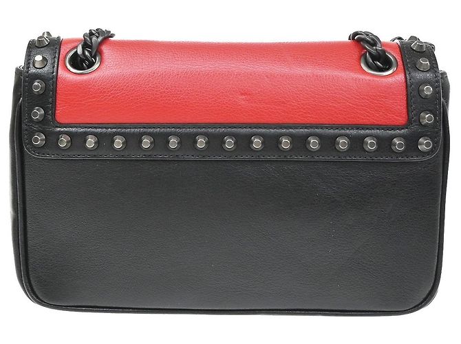 Borsa a patta con catena Prada in vitello lucido borchiato Rosso - vista 2
