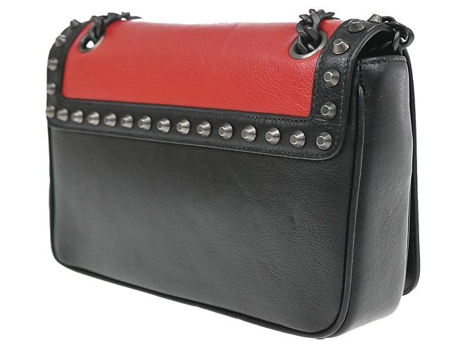 Borsa a patta con catena Prada in vitello lucido borchiato Rosso - vista 4