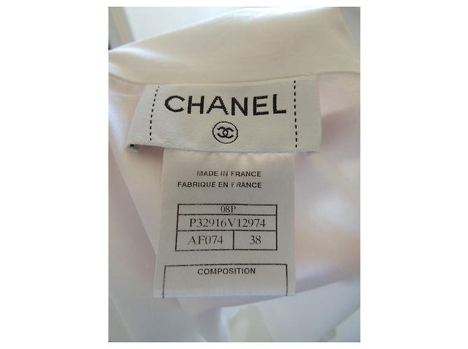Chanel Weiße Baumwollbluse aus Popeline Schwarz - Ansicht 11