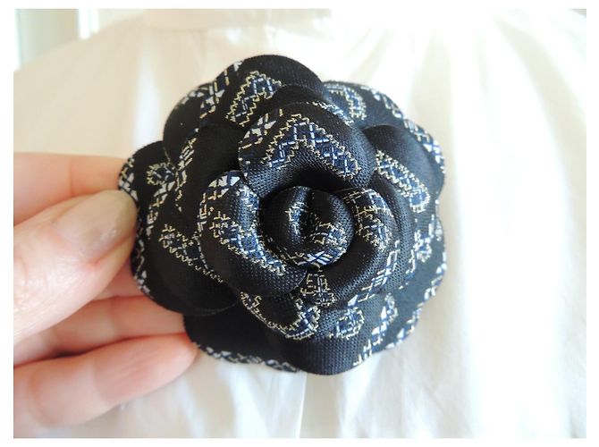 Chanel Weiße Baumwollbluse aus Popeline Schwarz - Ansicht 9
