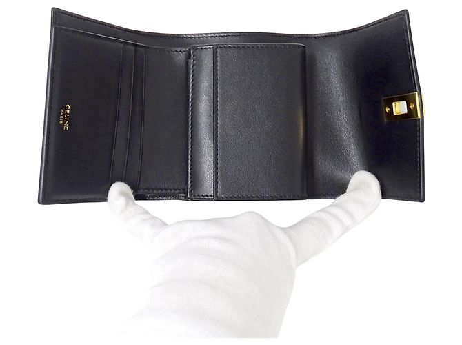 Céline Cartera tri-fold para mujer Celine Negro - vista 4