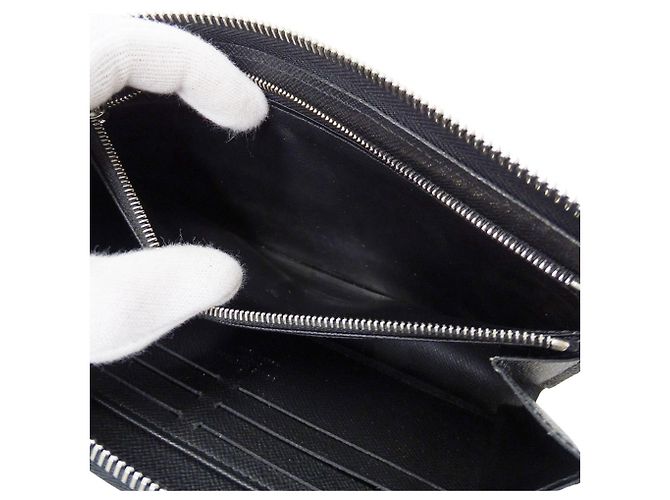 Louis Vuitton Long Bi-Fold Wallet in Taiga Leather Black Grey - view 7