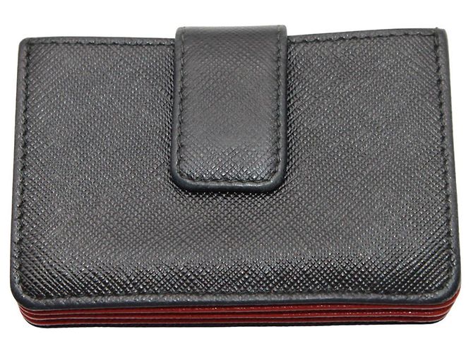 Tarjetero Prada de piel Saffiano Negro Roja - vista 2