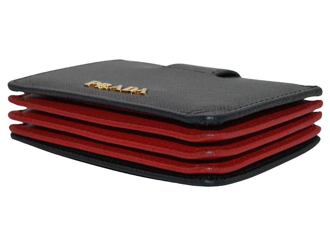 Tarjetero Prada de piel Saffiano Negro Roja - vista 4