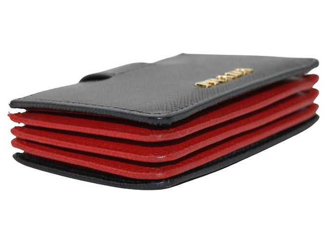 Tarjetero Prada de piel Saffiano Negro Roja - vista 5