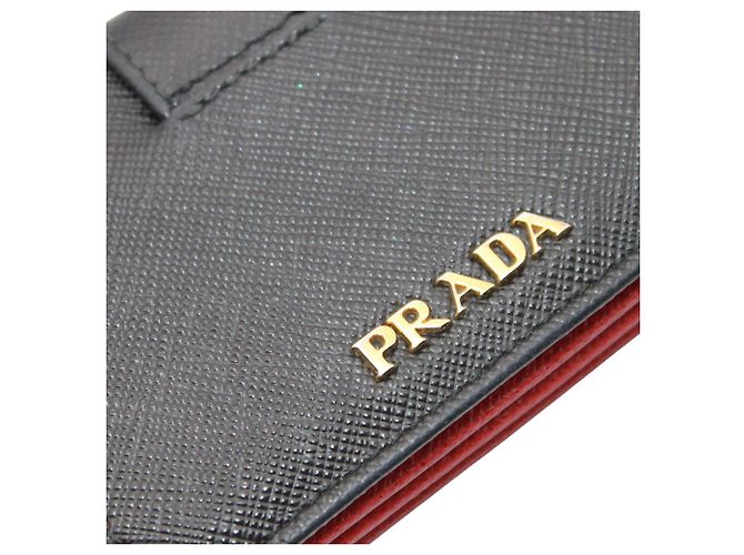 Tarjetero Prada de piel Saffiano Negro Roja - vista 6
