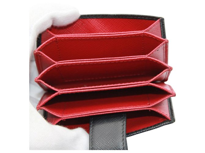 Tarjetero Prada de piel Saffiano Negro Roja - vista 7