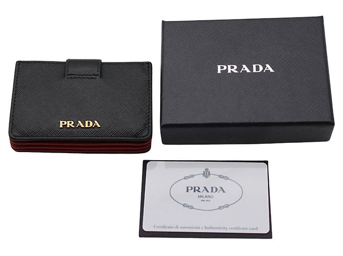 Tarjetero Prada de piel Saffiano Negro Roja - vista 8