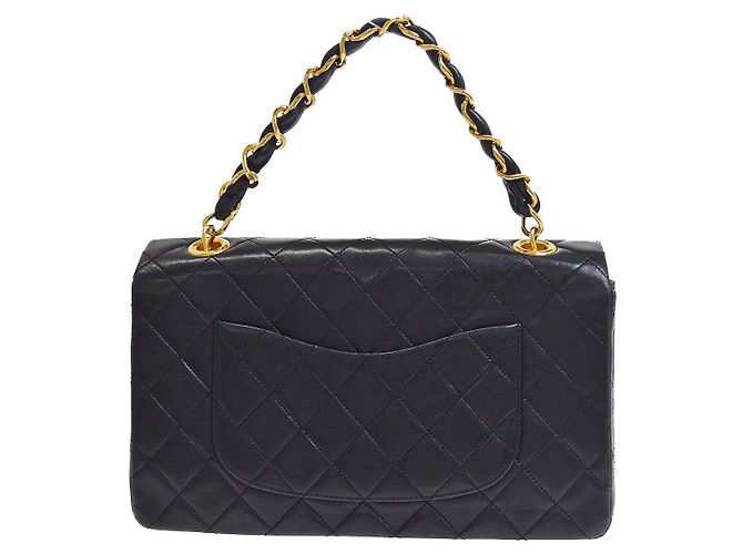 Chanel Vintage Classic Single Flap Quilted Lambskin Medium Nero - vista 2