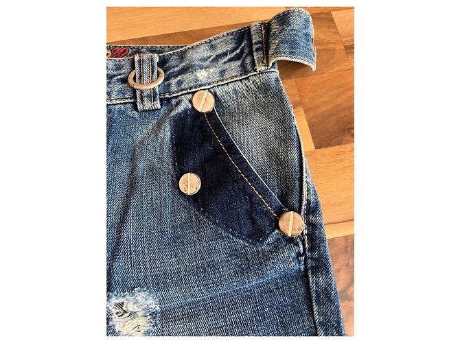 Frankie Morello Distressed Blue Denim Jeans - view 3