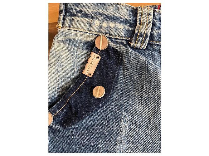 Frankie Morello Distressed Blue Denim Jeans - view 4