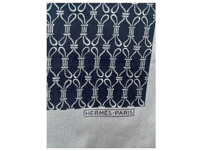 Hermès Silk Scarf Black Beige - view 2