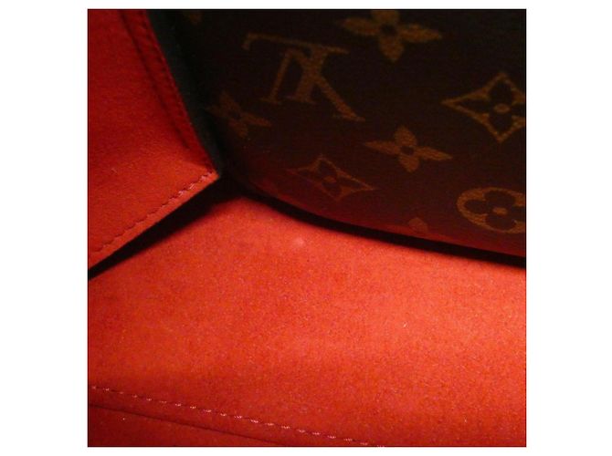Borsa Tote Louis Vuitton Monogram Flower Marrone Rosso - vista 10