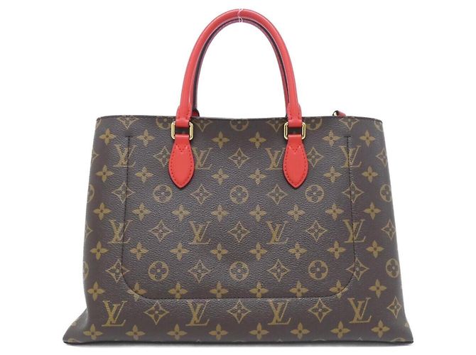 Borsa Tote Louis Vuitton Monogram Flower Marrone Rosso - vista 2