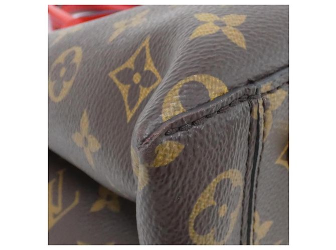 Borsa Tote Louis Vuitton Monogram Flower Marrone Rosso - vista 3