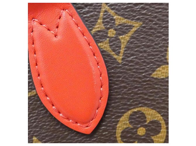 Borsa Tote Louis Vuitton Monogram Flower Marrone Rosso - vista 5