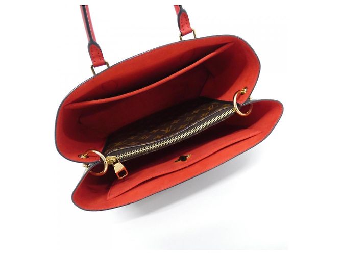 Borsa Tote Louis Vuitton Monogram Flower Marrone Rosso - vista 9