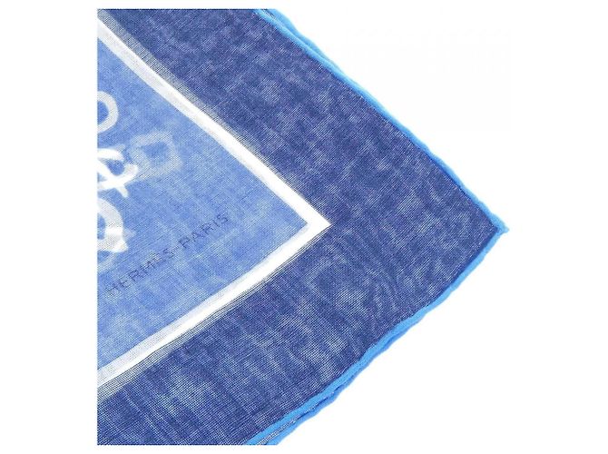 Hermès Hermes Calligraphie Equestre H554700T Carre H140 Shawl Bianco Blu - vista 2