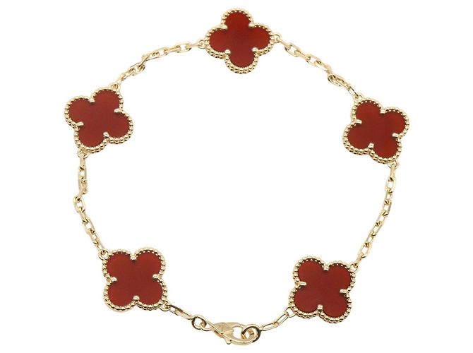 Van Cleef & Arpels Vintage Alhambra Armband aus Karneol Rot Golden - Ansicht 2
