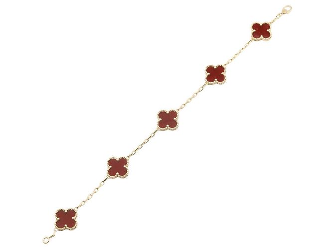 Van Cleef & Arpels Vintage Alhambra Armband aus Karneol Rot Golden - Ansicht 3