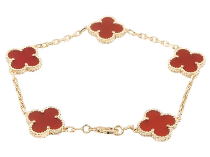 Van Cleef & Arpels Vintage Alhambra Karneol 5P Armband Rot Golden - Ansicht 2