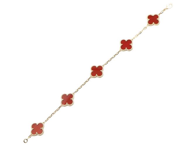 Van Cleef & Arpels Vintage Alhambra Karneol 5P Armband Rot Golden - Ansicht 3