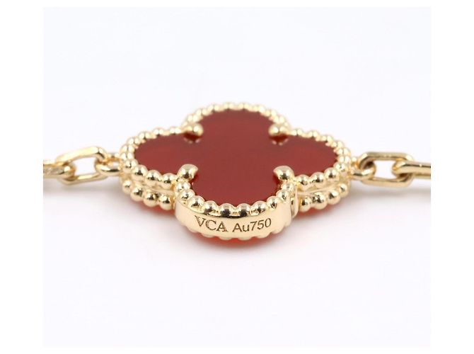 Van Cleef & Arpels Vintage Alhambra Karneol 5P Armband Rot Golden - Ansicht 4