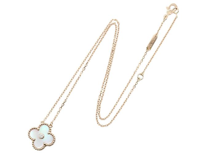 Van Cleef & Arpels Vintage Alhambra Halskette Weiß Golden - Ansicht 2
