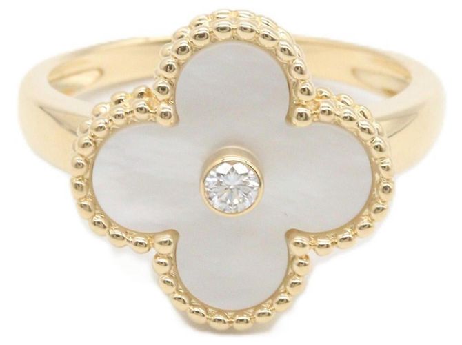 Van Cleef & Arpels Vintage Alhambra Ring aus Perlmutt Weiß Golden - Ansicht 2