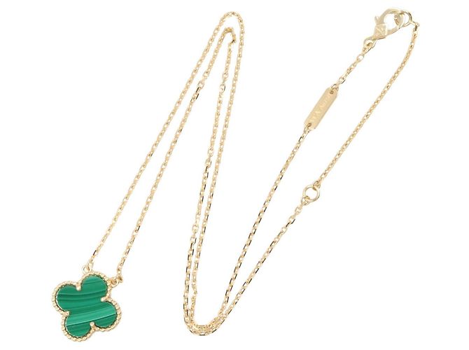 Van Cleef & Arpels Vintage Alhambra Malachit Halskette Golden Grün - Ansicht 2