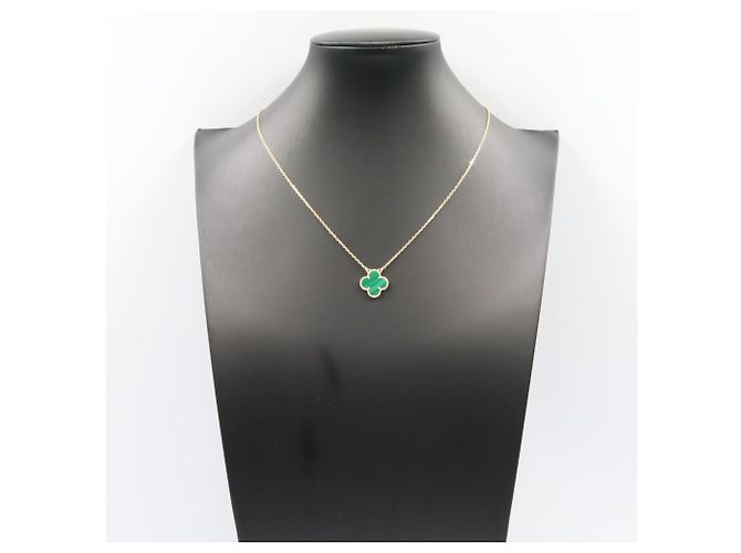 Van Cleef & Arpels Vintage Alhambra Malachit Halskette Golden Grün - Ansicht 5