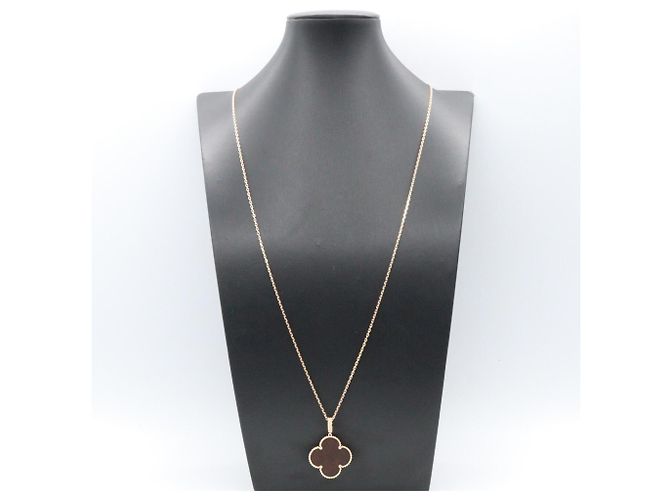 Van Cleef & Arpels Collana Lunga Magic Alhambra in legno di lettera Marrone D'oro - vista 7