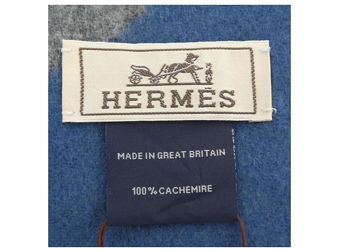 Hermès Stola in cashmere Hermes Maillon Marrone Blu - vista 3