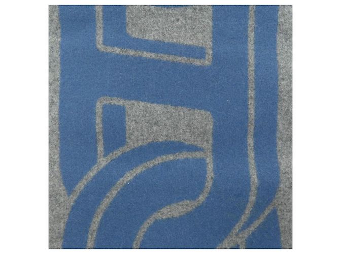 Hermès Stola in cashmere Hermes Maillon Marrone Blu - vista 4