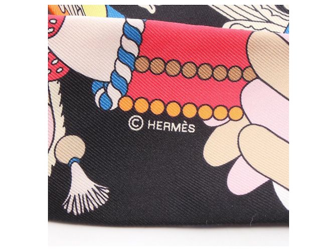 Hermès Hermes Twilly La Patisserie Francaise Schal Schwarz Mehrfarben Beige - Ansicht 4