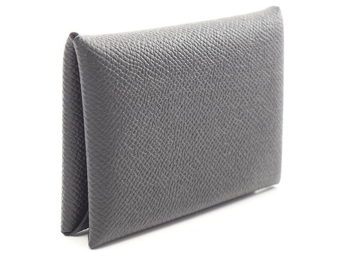 Hermès Portamonete Hermes Calvi in pelle Epsom nera Nero - vista 2