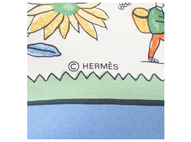 Hermès Foulard Hermes Carre 90 RETOUR A LA TERRE Blu Multicolore Crudo - vista 2