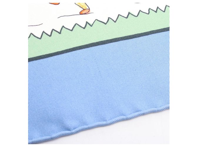 Hermès Foulard Hermes Carre 90 RETOUR A LA TERRE Blu Multicolore Crudo - vista 5